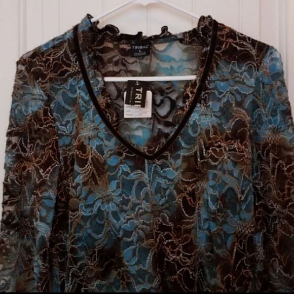 Tribal Semi Sheer Blouse Size Large - Picture 4 of 7